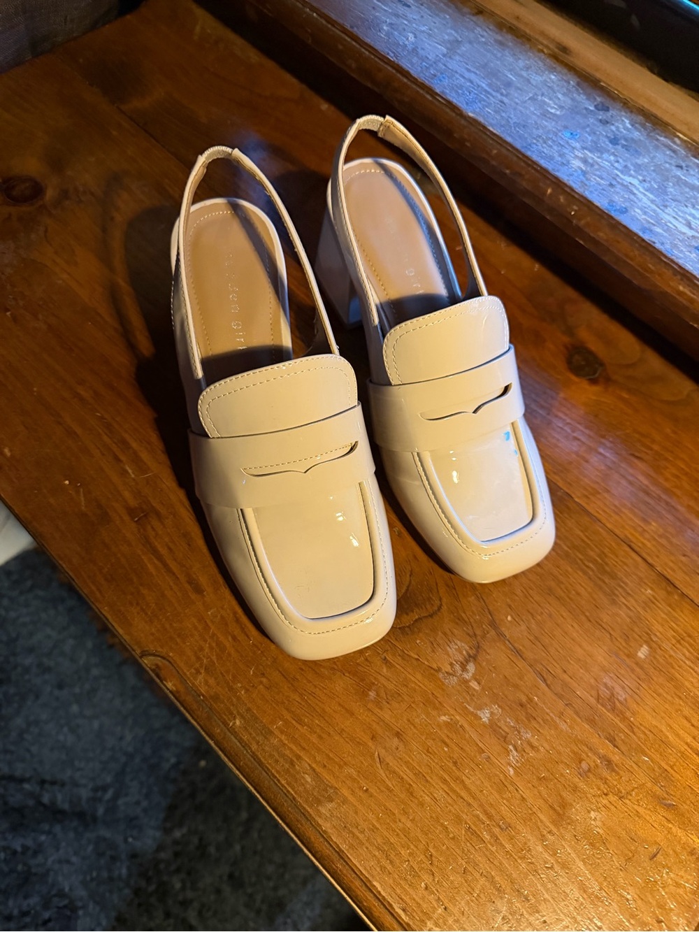 Steve Madden Cream Patent Slingback Loafers